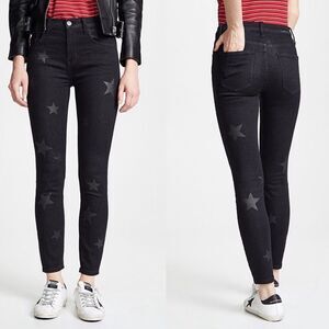 Current Elliott Vineland Star Print Skinny Jeans 27 Black High Rise Stiletto